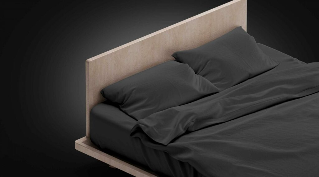 Bed on black background